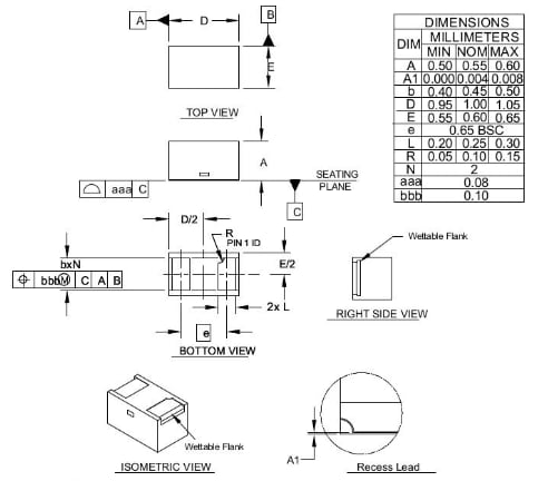 Mechanical Drawing - Semtech RClamp/μClamp TVS Diodes