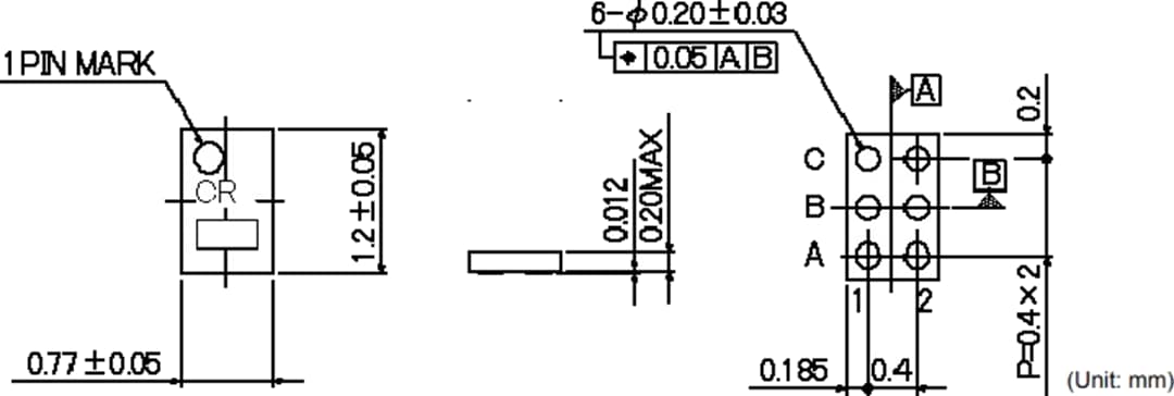 Mechanical Drawing - ROHM Semiconductor BU64296GWX Bidirectional VCM Driver