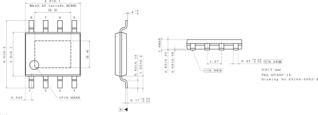 Mechanical Drawing - ROHM Semiconductor BU30SA5WGWZ CMOS Low Dropout Regulator Mechanical Drawing - ROHM Semiconductor BU30SA5WGWZ CMOS Low Dropout Regulator