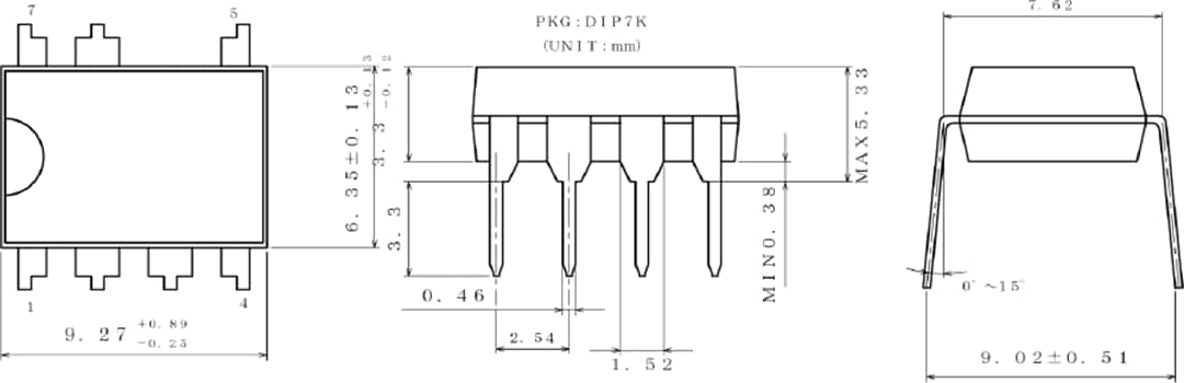 Mechanical Drawing - ROHM Semiconductor BM2P PWM DC-DC Converters Mechanical Drawing - ROHM Semiconductor BM2P PWM DC-DC Converters