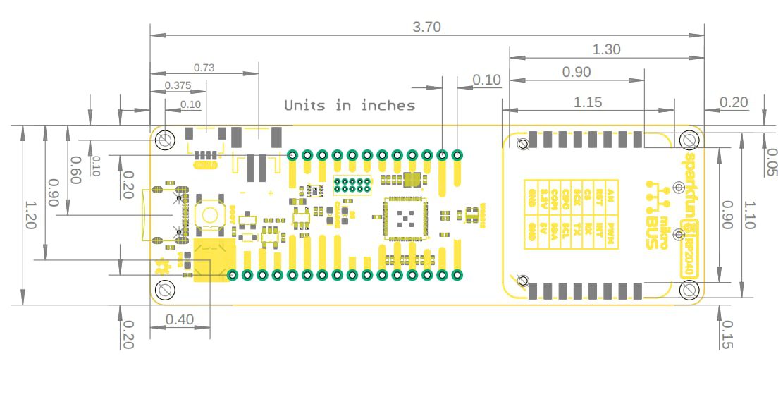 Mechanical Drawing - SparkFun RP2040 mikroBUS Starter Kit