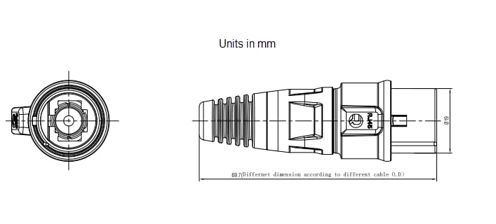 Mechanical Drawing - REAN RCEM-Z-100 Fast Connection Ethernet Connector