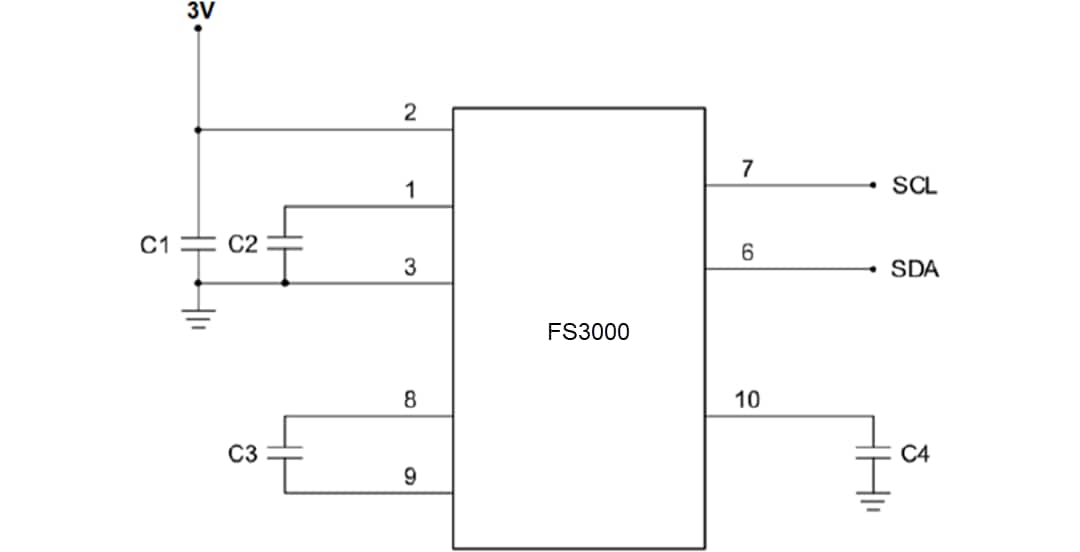 Application Circuit Diagram - Renesas Electronics FS3000 Air Velocity Sensor Module
