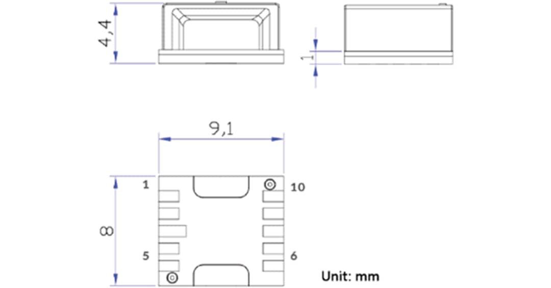 Mechanical Drawing - Renesas Electronics FS3000 Air Velocity Sensor Module