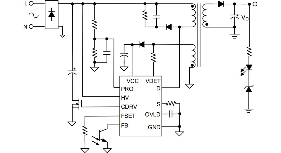 Application Circuit Diagram - Renesas Electronics RAA223181 900V Off-Line Flyback Regulator