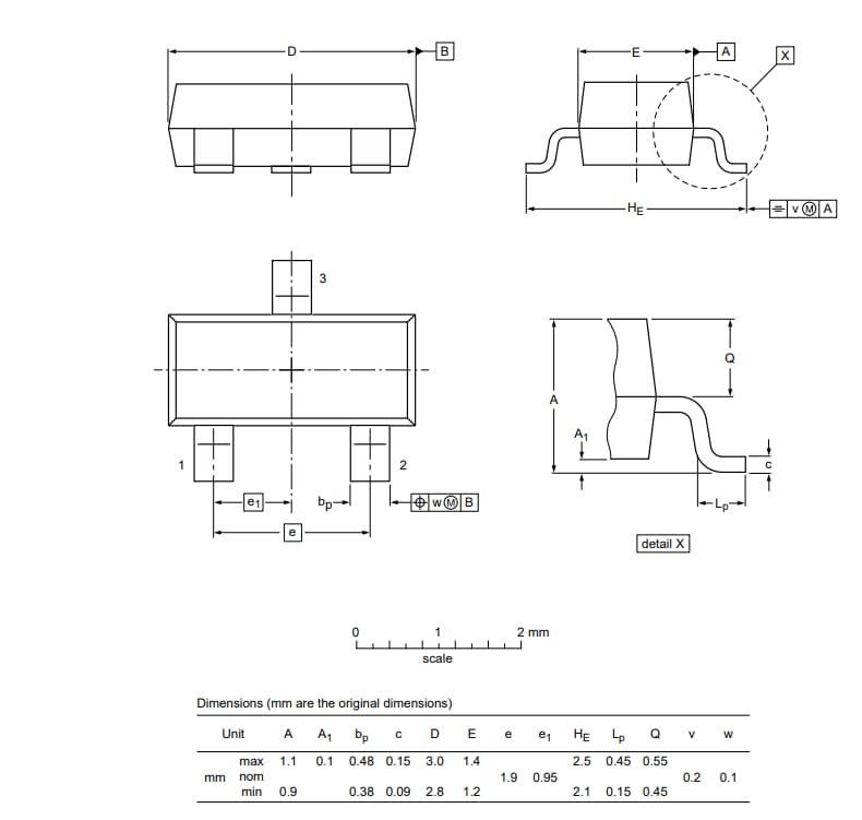 Mechanical Drawing - Nexperia SOT23 Surface-Mounted Package Products Mechanical Drawing - Nexperia SOT23 Surface-Mounted Package Products