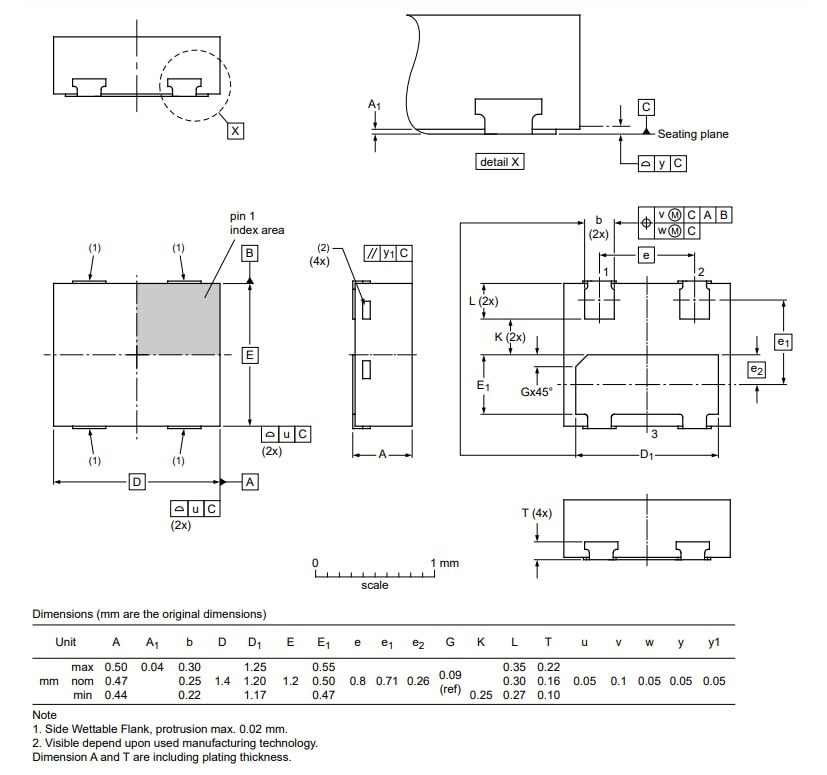Mechanical Drawing - Nexperia SOT8009 Surface-Mounted Package Products Mechanical Drawing - Nexperia SOT8009 Surface-Mounted Package Products