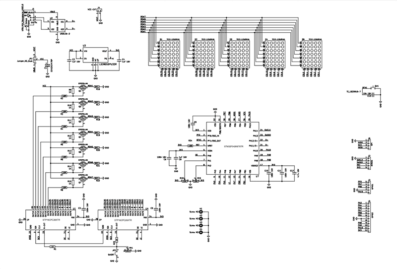 Schematic - STMicroelectronics STEVAL-LLL013V1 7x25 LED Matrix Board