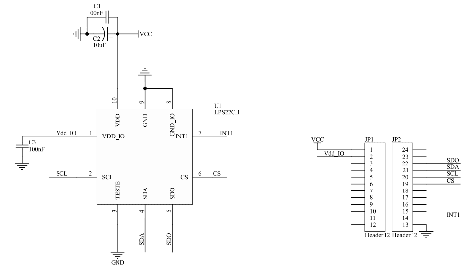 Schematic - STMicroelectronics STEVAL-MKI219V1 Adapter Board