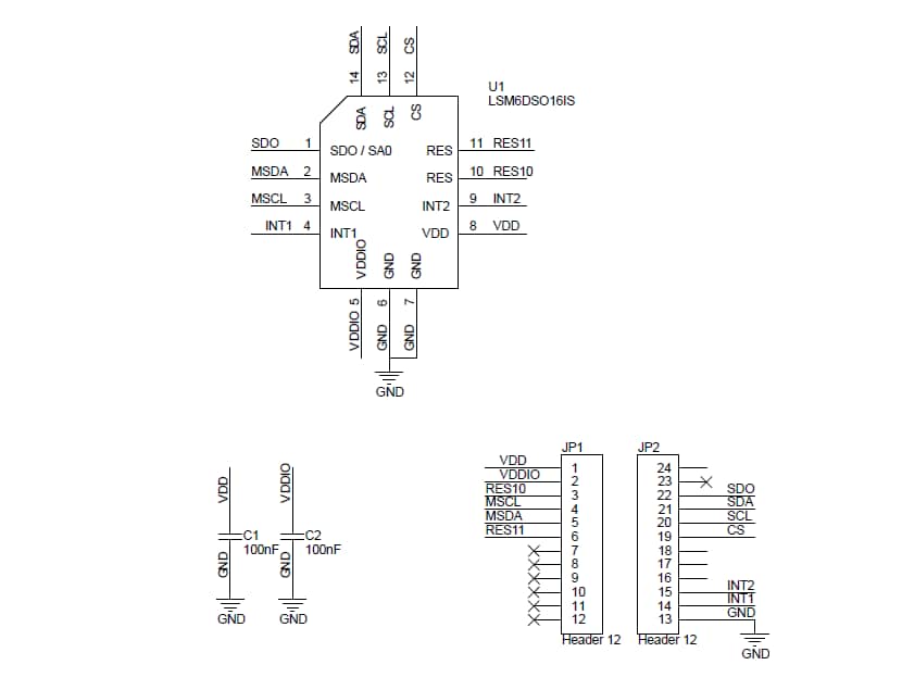 Schematic - STMicroelectronics STEVAL-MKI222V1 Adapter Board
