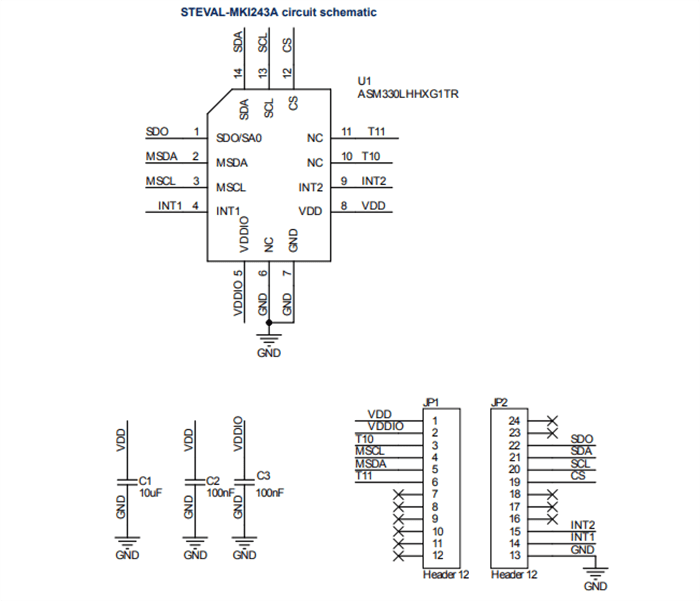 Schematic - STMicroelectronics STEVAL-MKI243A Adapter Board