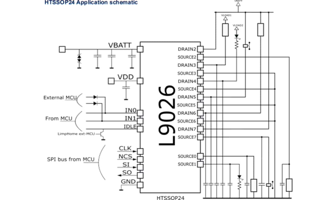 Application Circuit Diagram - STMicroelectronics L9026 Multi-Channel Relay Driver Application Circuit Diagram - STMicroelectronics L9026 Multi-Channel Relay Driver