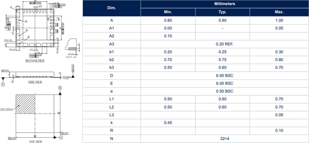 Mechanical Drawing - STMicroelectronics VN9D30Q100F 6-Channel Automotive High-Side Driver Mechanical Drawing - STMicroelectronics VN9D30Q100F 6-Channel Automotive High-Side Driver