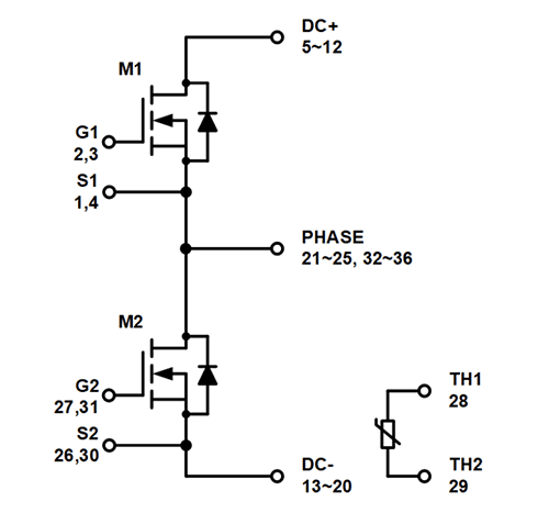 Schematic - onsemi NXH00xP120M3F2PTxG EliteSiC Half-Bridge Modules