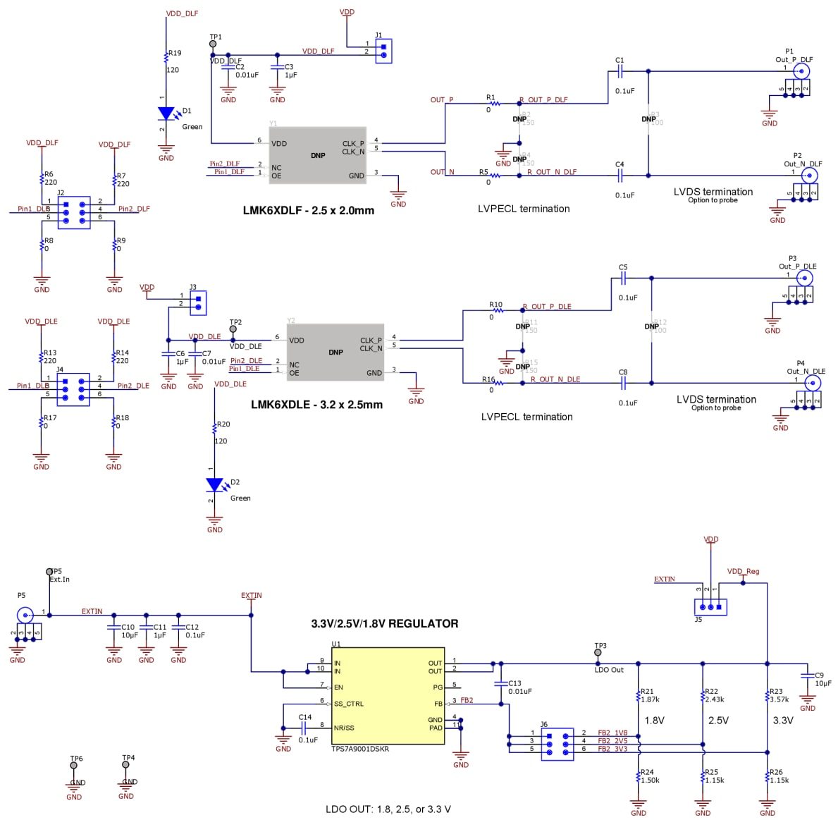 Schematic - Texas Instruments LMK6EVM Evaluation Module