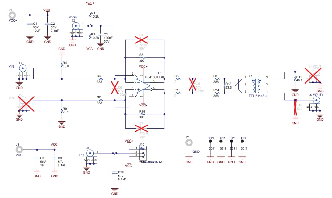 Schematic - Texas Instruments DEM-FDA-DGK-EVM Evaluation Module