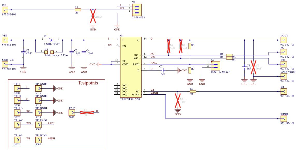 Schematic - Infineon Technologies TLS820F3EL V50 Demo Board
