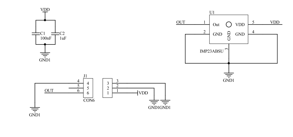 Schematic - STMicroelectronics STEVAL-MIC007V1 Microphone Coupon Board