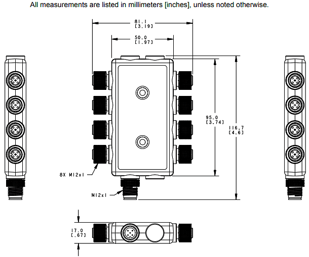 Chart - Banner Engineering R95C 8-Port Modbus Hubs