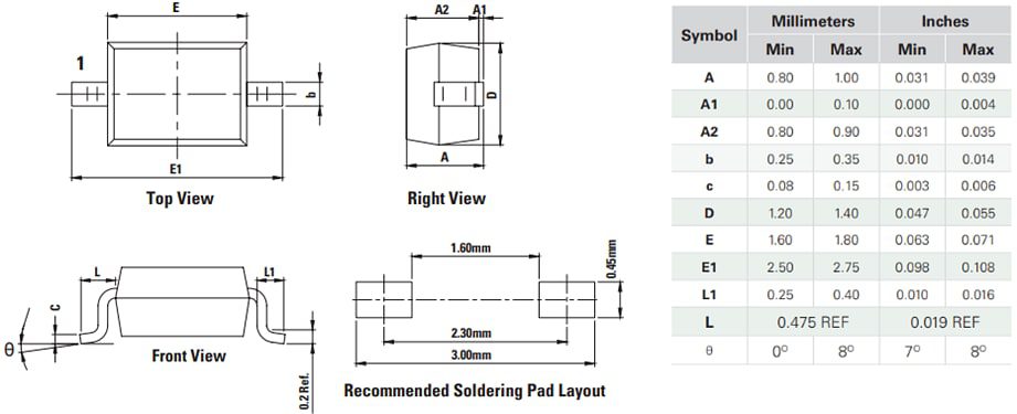 Littelfuse AQ1205-01FTG Bidirectional Discrete TVS Diode