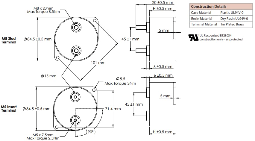 Cornell Dubilier (CDE) Type 944L Low Inductance DC Link Capacitors