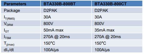 WeEn Semiconductors BTA330B-800xT 3Q Hi-Com TRIACs