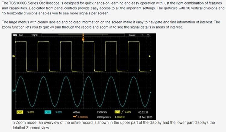 Tektronix TBS1000C Digital Storage Oscilloscopes