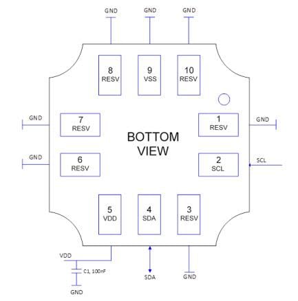 Application Circuit Diagram - TDK InvenSense ICP-10125 Pressure  & Temperature Sensor IC