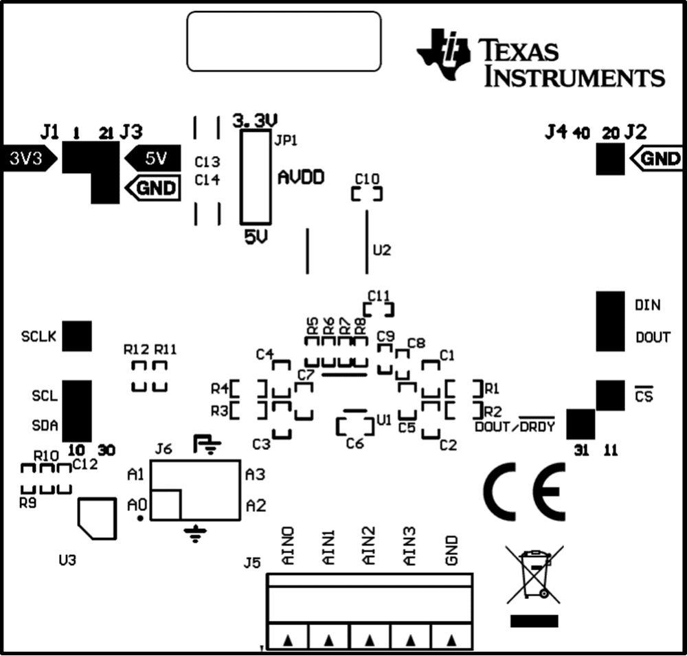 Mechanical Drawing - Texas Instruments ADS1x18EVM ADC Evaluation Modules (EVMs)