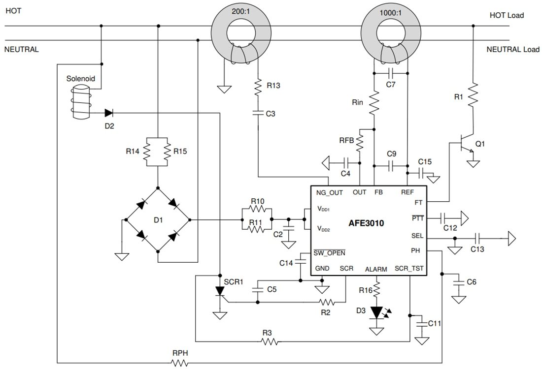 Schematic - Texas Instruments AFE3010EVM GFCI Evaluation Module (EVM)