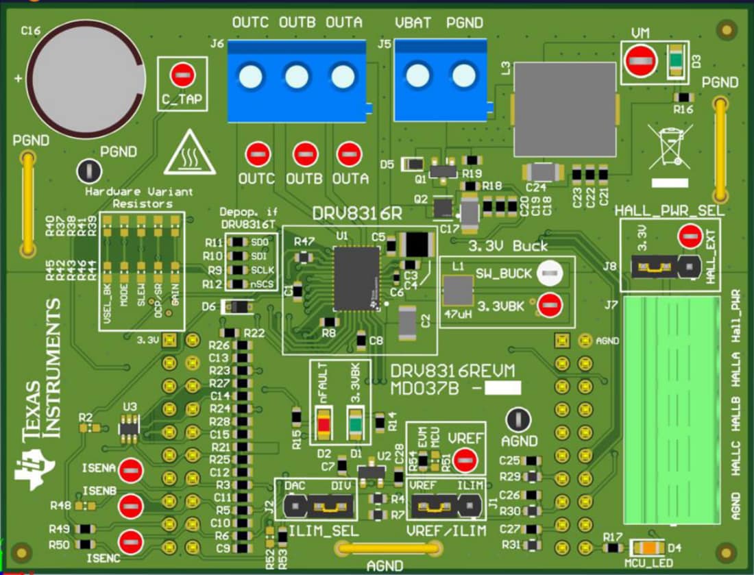 Mechanical Drawing - Texas Instruments DRV8316R-Q1EVM Motor Driver Evaluation Module