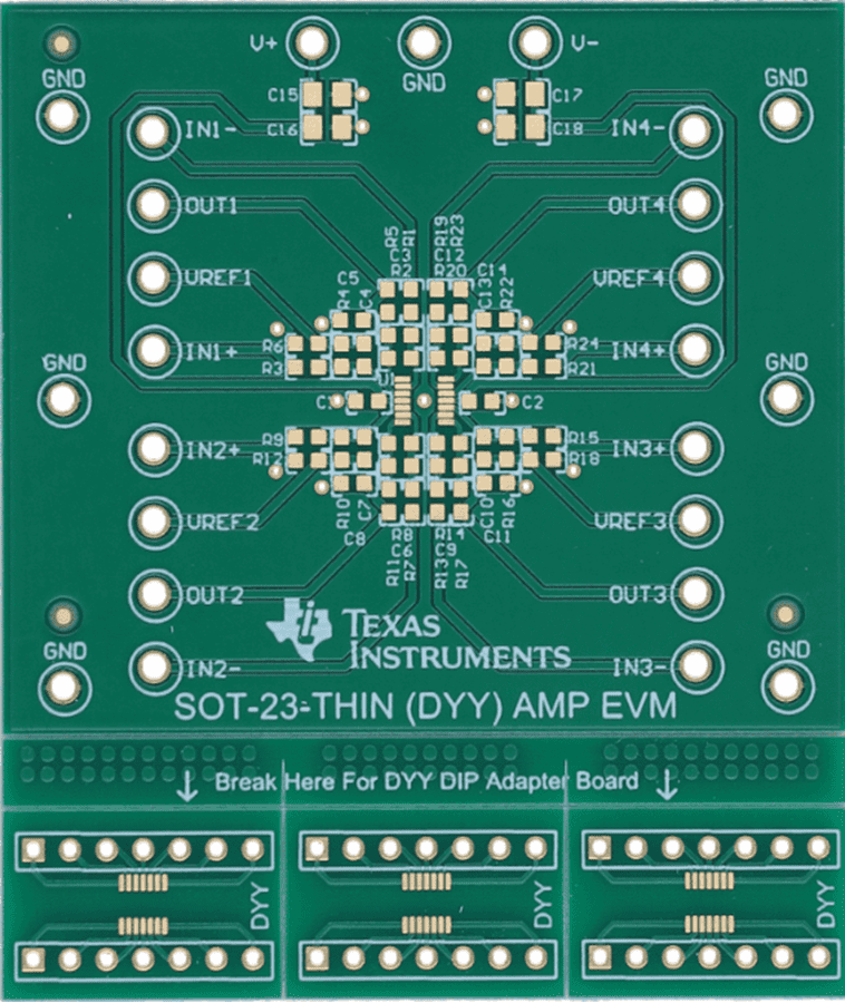 Mechanical Drawing - Texas Instruments DYY-AMP-EVM Op Amp Evaluation Module (EVM)