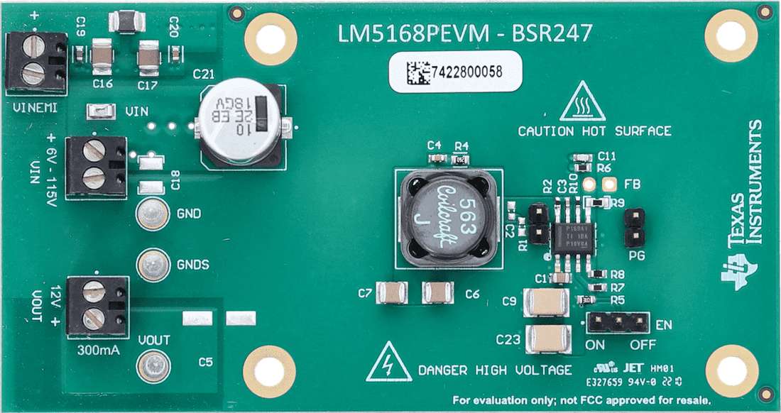Mechanical Drawing - Texas Instruments LM5168PEVM Regulator Evaluation Module (EVM)