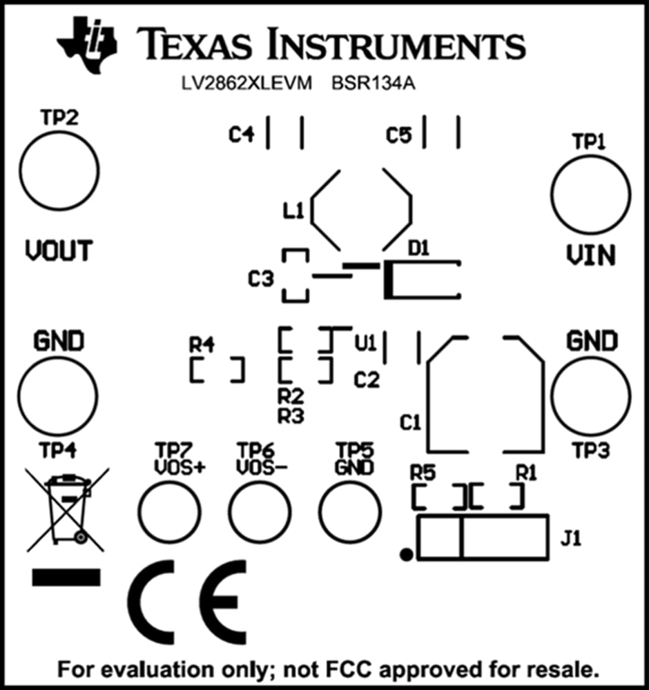 Mechanical Drawing - Texas Instruments LV2862XLVEVM Converter Evaluation Module (EVM)