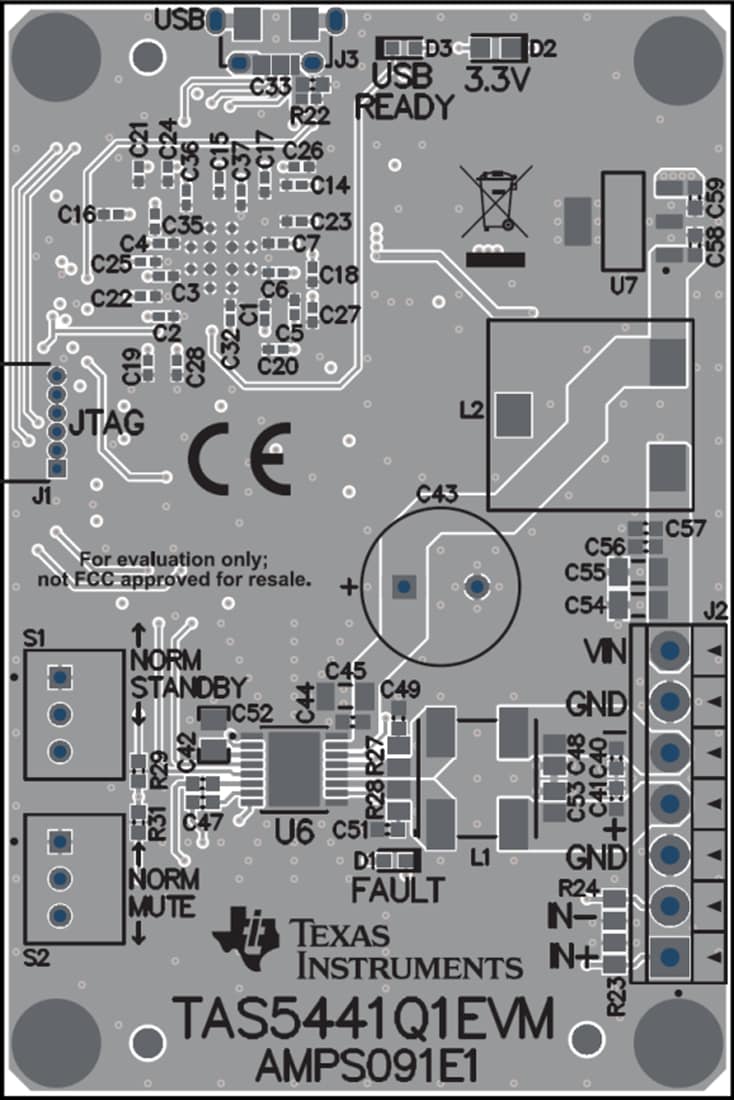 Mechanical Drawing - Texas Instruments TAS5441Q1EVM Amplifier Evaluation Module (EVM)