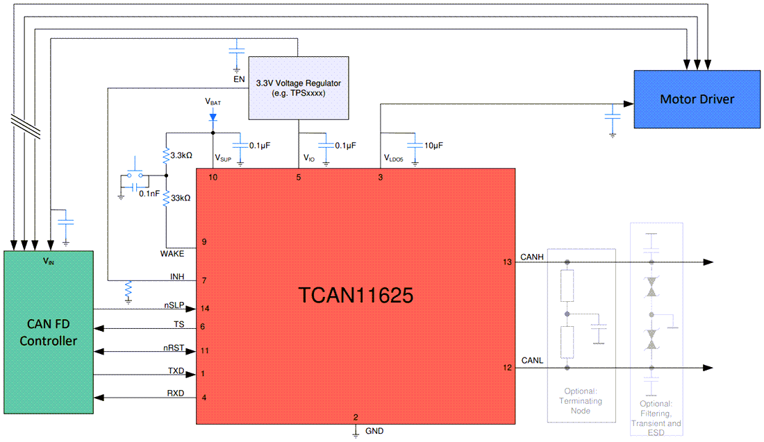Block Diagram - Texas Instruments TCAN1162x-Q1 Automotive CAN FD Transceivers