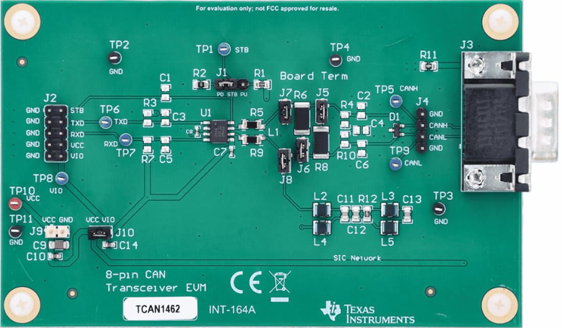 Mechanical Drawing - Texas Instruments TCAN1462EVM Transceiver Evaluation Module