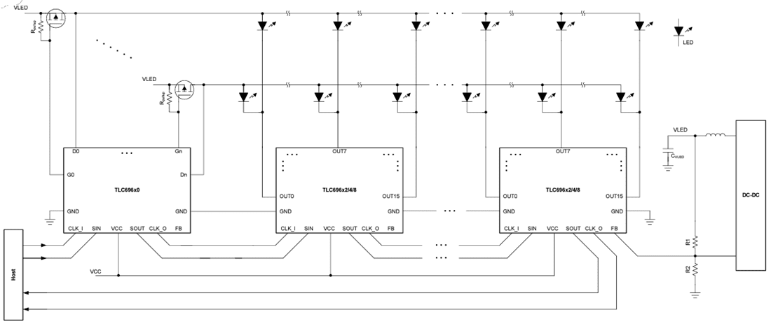 Schematic - Texas Instruments TLC696x0/TLC696x0-Q1 8-Scan MOSFET Controllers