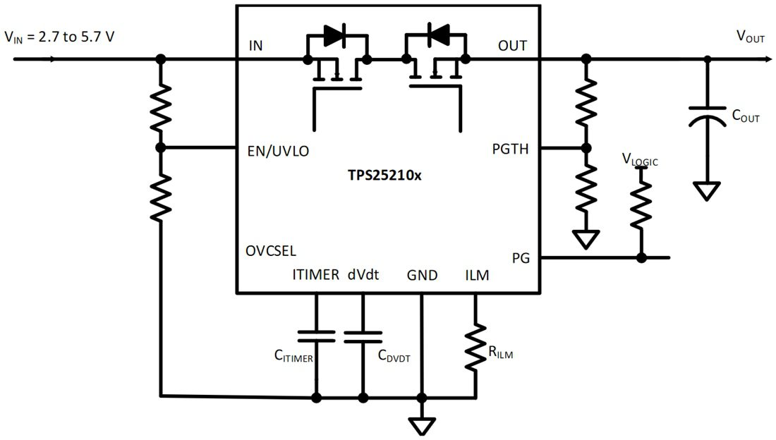 Schematic - Texas Instruments TPS2521x 4A eFuses