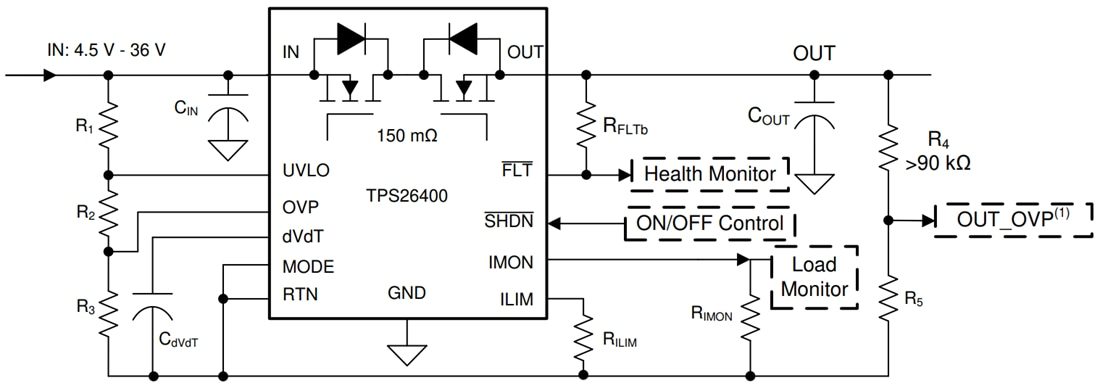 Schematic - Texas Instruments TPS2640 42V 2A eFuses