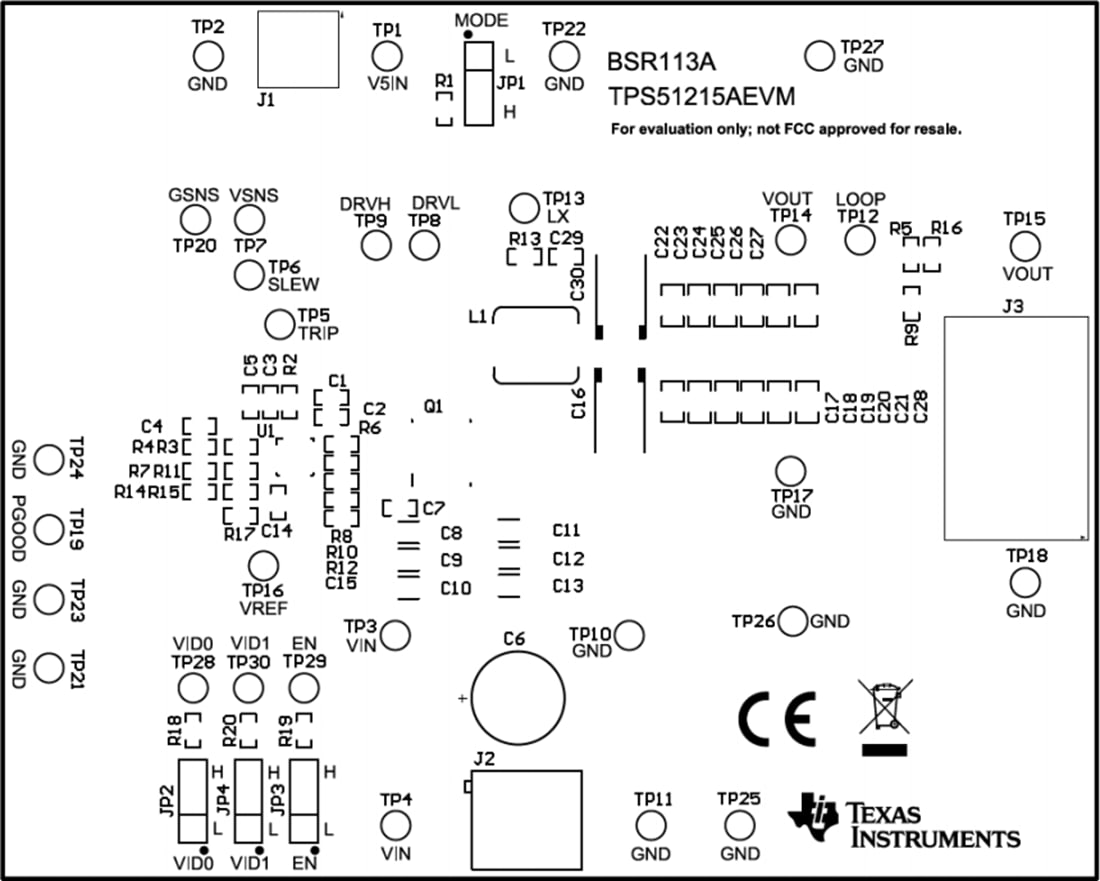 Mechanical Drawing - Texas Instruments TPS51215AEVM Controller Evaluation Module (EVM)