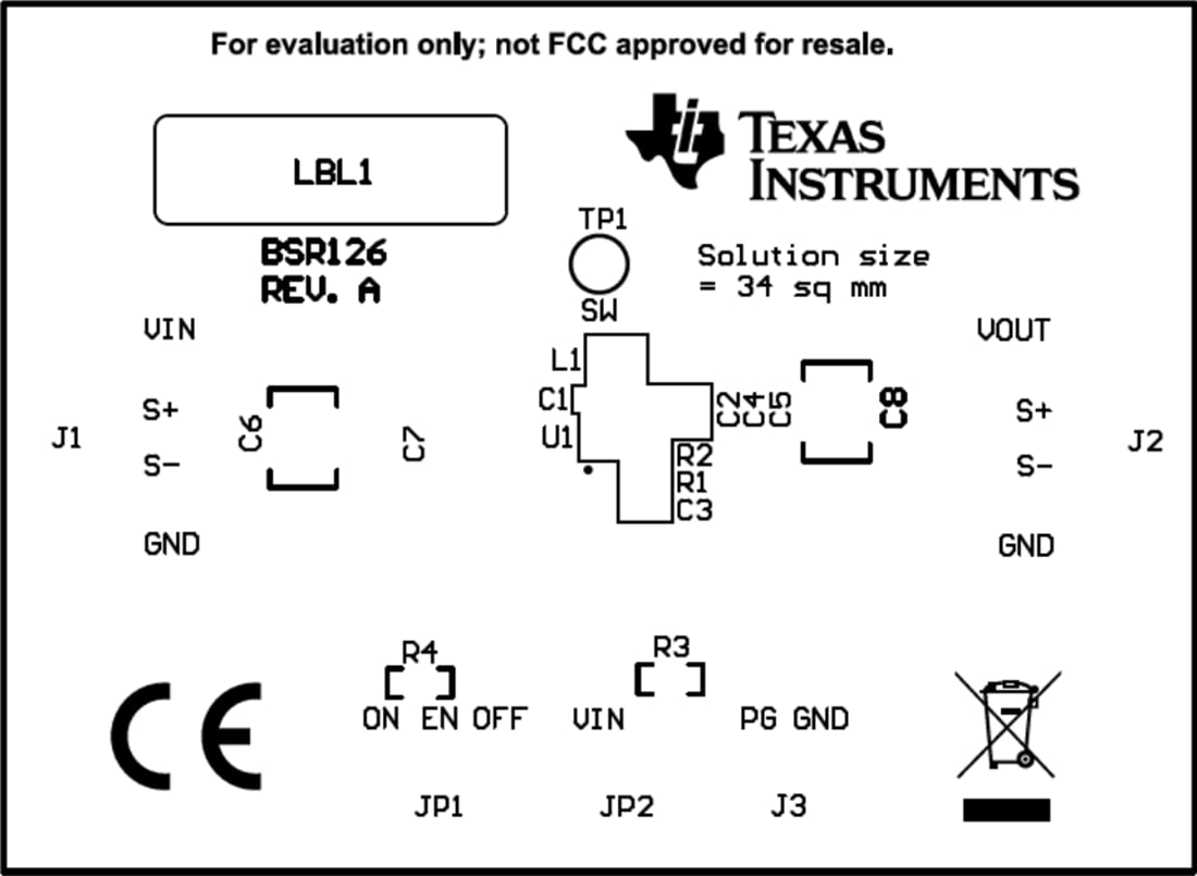 Mechanical Drawing - Texas Instruments TPS6282xAEVM-126 Converter Evaluation Modules