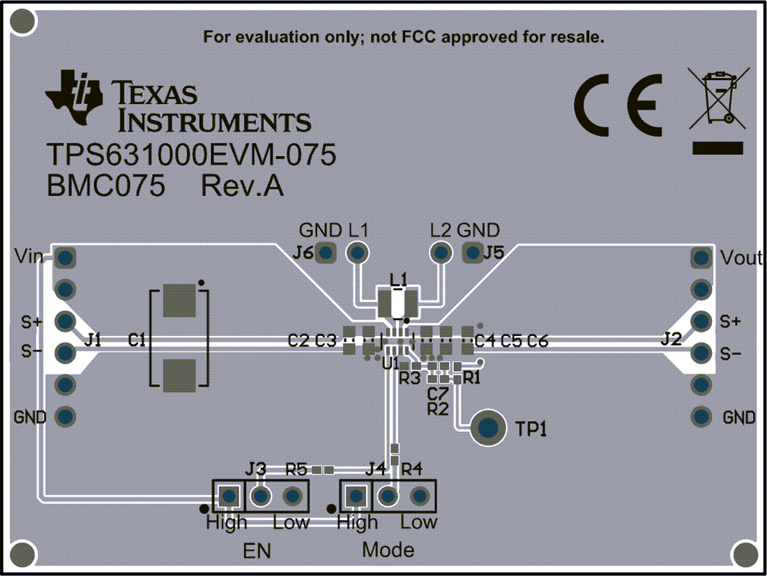 Mechanical Drawing - Texas Instruments TPS631000EVM-075 Converter Evaluation Module