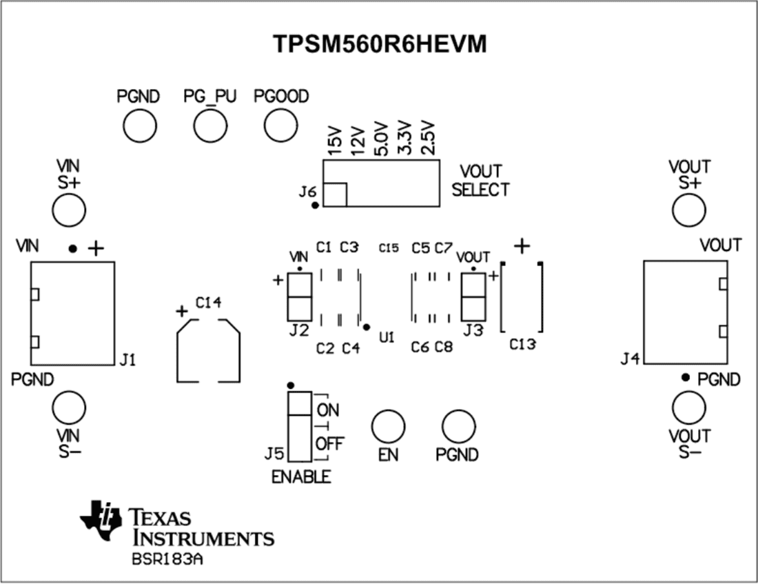 Mechanical Drawing - Texas Instruments TPSM560R6xEVM Evaluation Modules (EVMs)