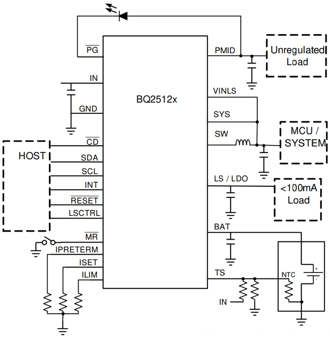 Schematic - Texas Instruments bq25120F3A Battery Charge Management Solution