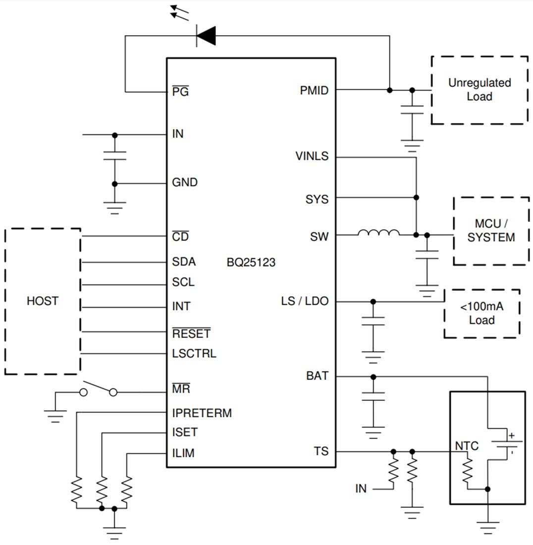 Schematic - Texas Instruments bq25123 Battery Charge Management Solution