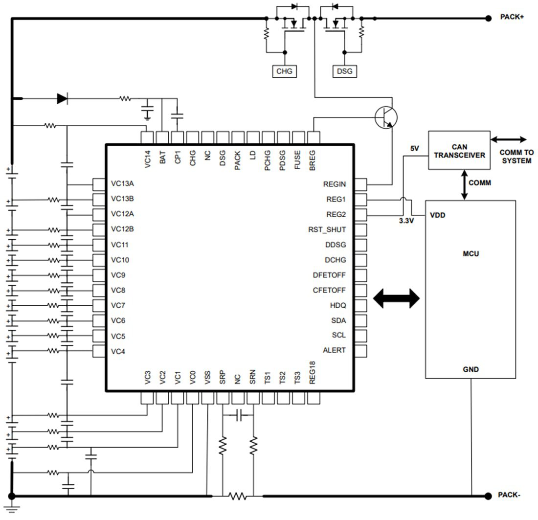 Schematic - Texas Instruments bq769142 Battery Monitor & Protector
