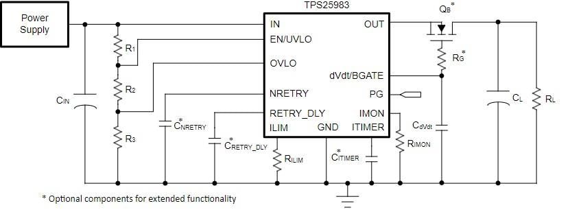 Schematic - Texas Instruments TPS25983 Hot-Swap eFuses Schematic - Texas Instruments TPS25983 Hot-Swap eFuses