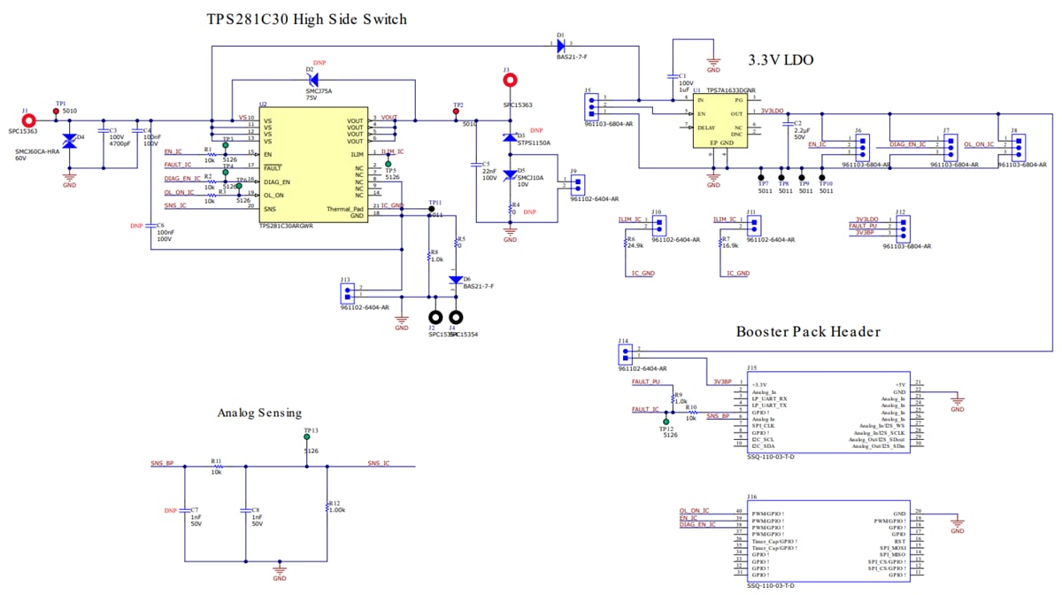 Schematic - Texas Instruments TPS281C30EVM Evaluation Board