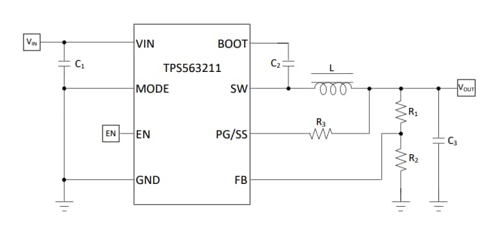 Schematic - Texas Instruments TPS563211 3A Synchronous Buck Converter